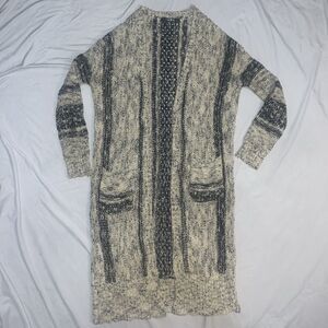 Coin 1804 Sz XS Ivory Multi Drop Shoulder Long Cotton Blend Sweater Wrap Anthro